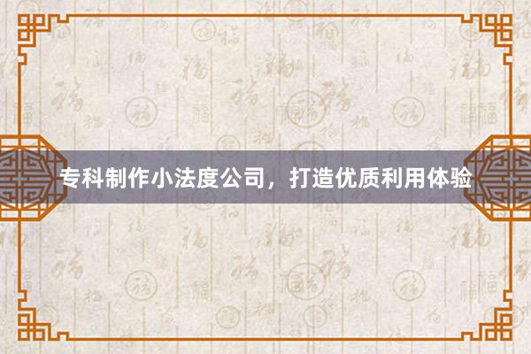 专科制作小法度公司，打造优质利用体验
